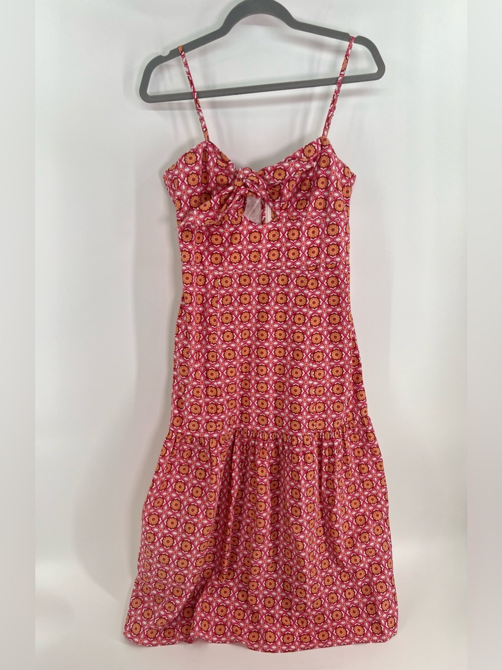 Minkpink Jeeta Pink Patterned Midi Strappy Sun Dress Knot Bow Front M Medium - Picture 7 of 12